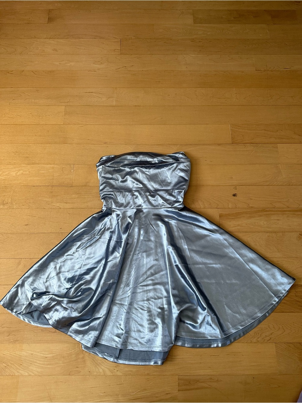 Windsor Silver Satin Strapless Mini Dress